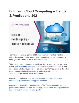 Future of Cloud Computing – Trends & Predictions 2021