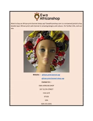 African Print Bonnet Cap | Ewaafricanshop.com