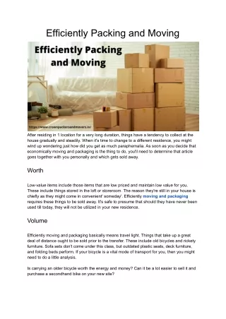 Efficiently Packing and Moving