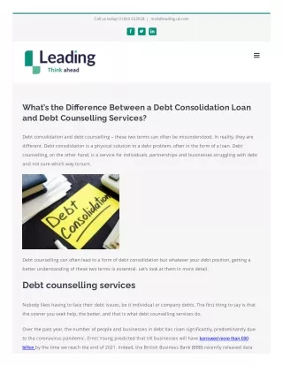 What’s the Difference Between a Debt Consolidation Loan and Debt Counselling Services?