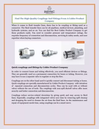 Find The High-Quality Couplings And Fittings From A Colder Product Company