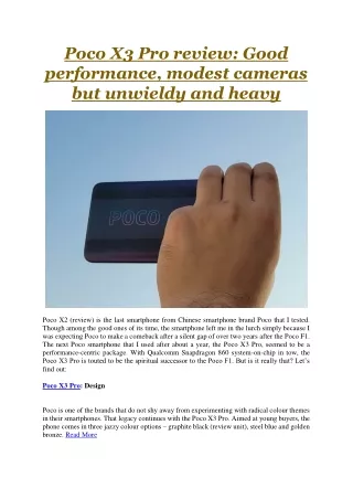 poco x3 pro review good performance modest