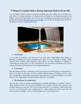 5 things to consider before buying inground pools