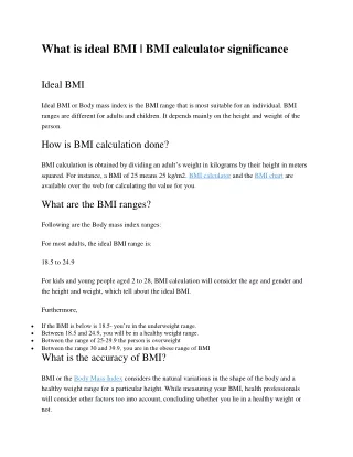 what is ideal bmi bmi calculator significance