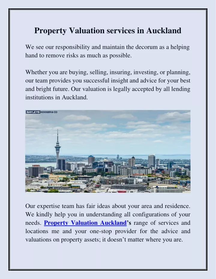 property valuation services in auckland