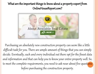 What are the important things to know about a property expert from OnlineHouseReport