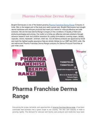 Pharma Franchise Derma Range
