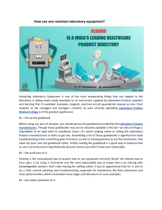 how can one maintain laboratory equipment