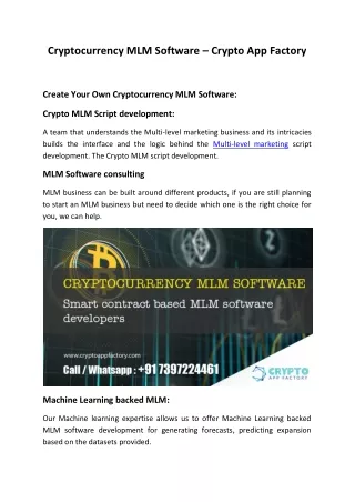 cryptocurrency mlm software crypto app factory