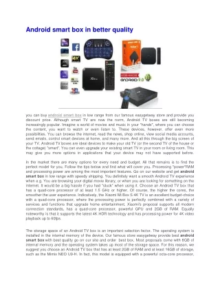 android smart box in better quality