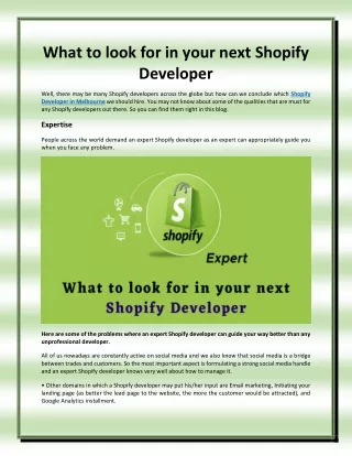 what to look for in your next shopify developer