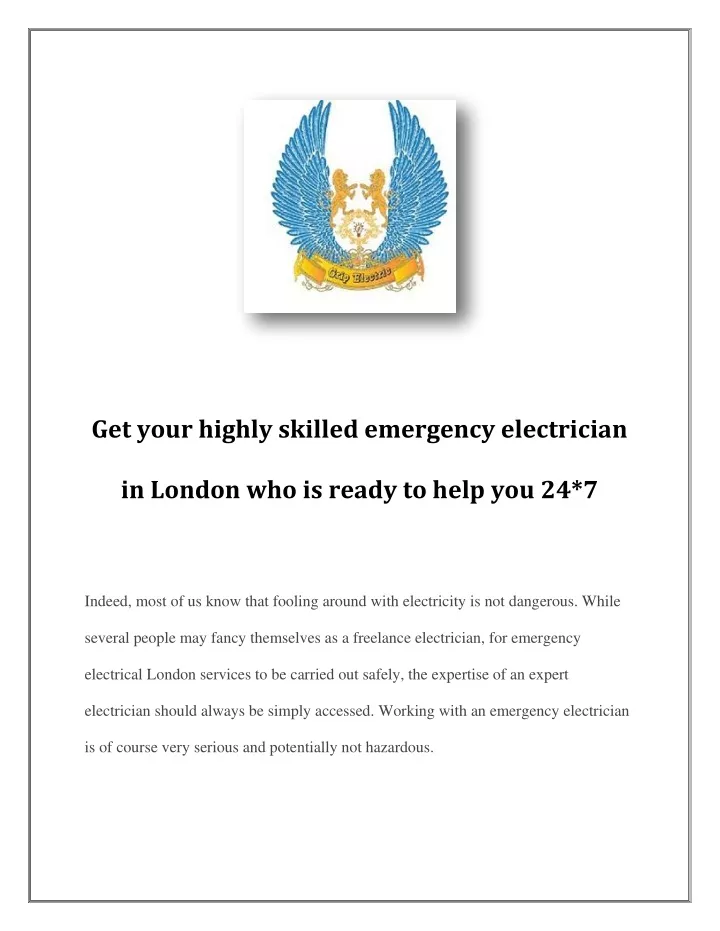 get your highly skilled emergency electrician