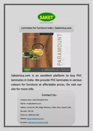 Laminates for Furniture India | Saketmica.com