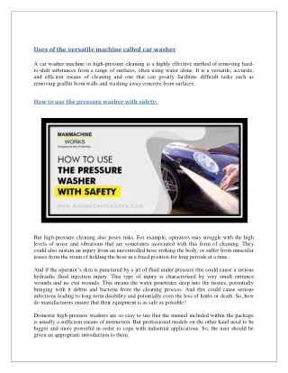 uses of the versatile machine called car washer