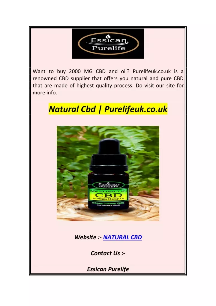 want to buy 2000 mg cbd and oil purelifeuk