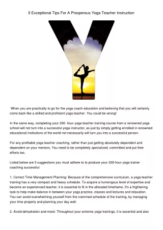 5 exceptional tips for a prosperous yoga teacher