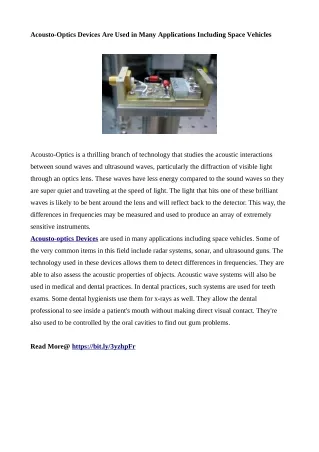 acousto optics devices are used in many