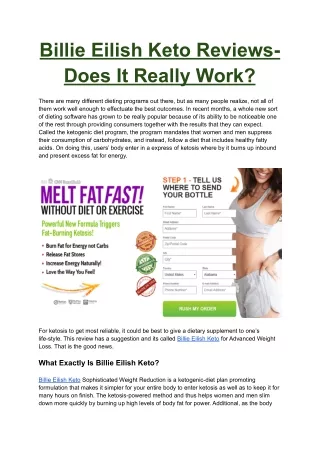 billie eilish keto reviews does it really work