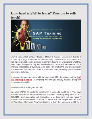 how hard is sap to learn possible to self teach