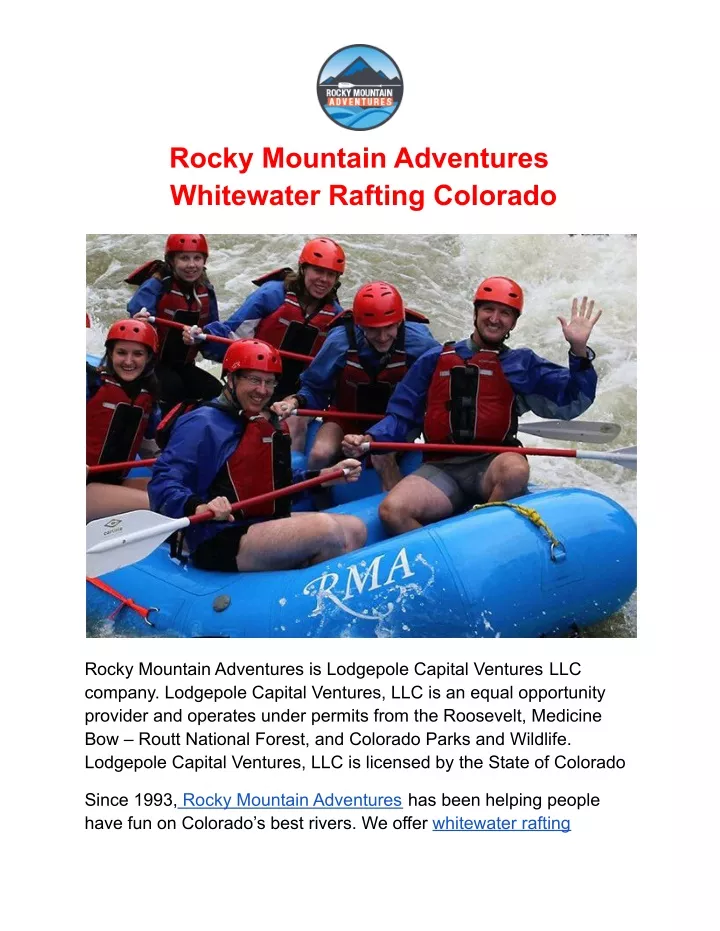 rocky mountain adventures whitewater rafting
