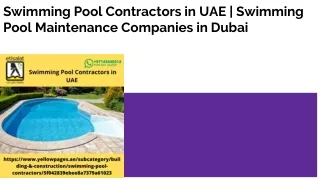 Swimming Pool Contractors in UAE | Swimming Pool Maintenance Companies in Dubai
