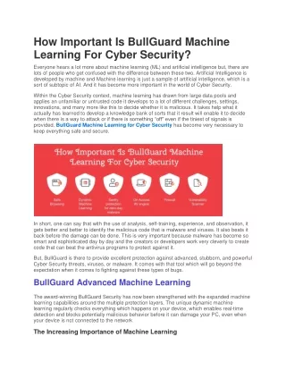 how important is bullguard machine learning