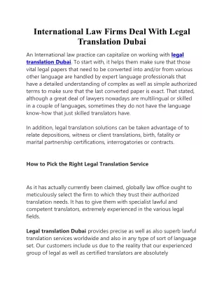 International Law Firms Deal With Legal Translation Dubai