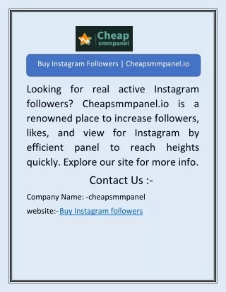 Buy Instagram Followers | Cheapsmmpanel.io