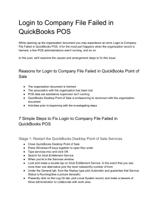 Login to Company File Failed in QuickBooks POS