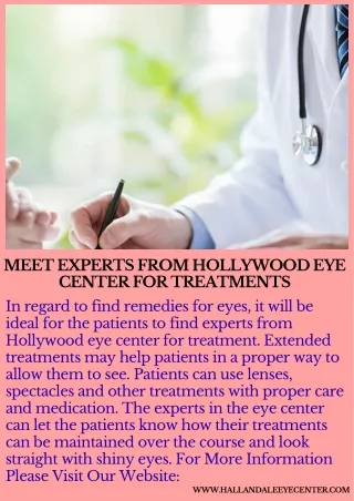 Meet Experts from Hollywood Eye Center for Treatments
