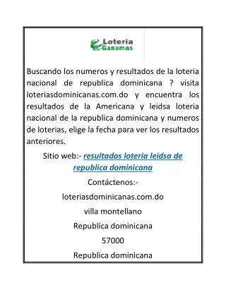 Resultados de loterias nacional leidsa en republica dominicana