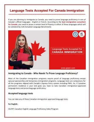 How Language Tests Accepted For Canada Immigration?