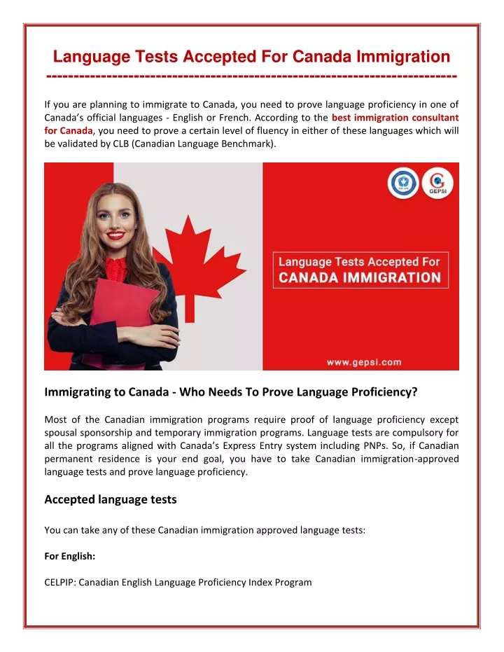 language tests accepted for canada immigration