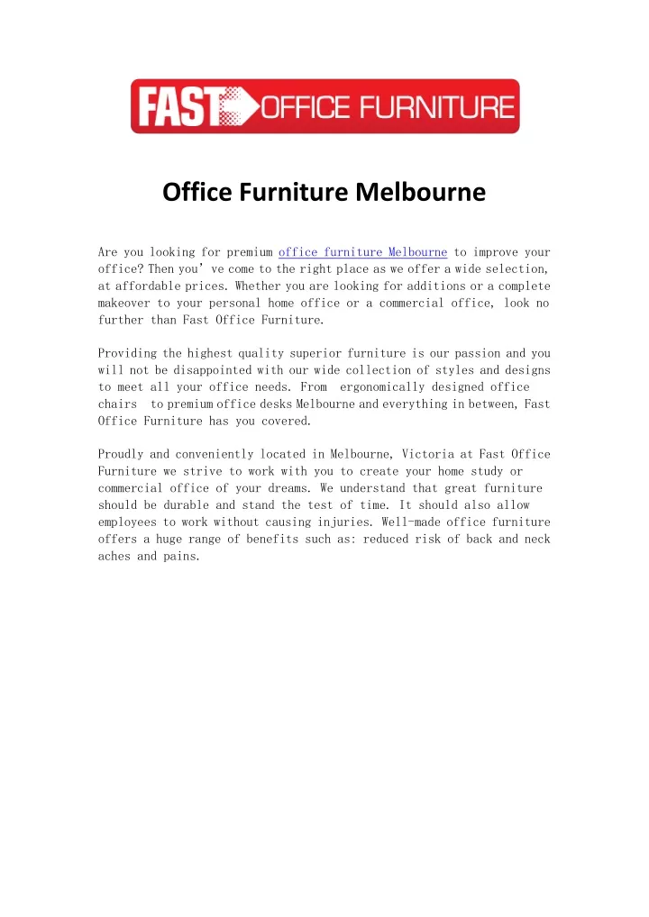 office furniture melbourne