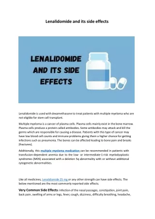 lenalidomide and its side effects