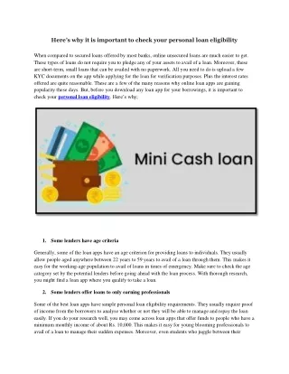 Here’s why it is important to check your personal loan eligibility