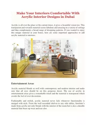 Make Your Interiors Comfortable With Acrylic Interior Designs in Dubai-converted