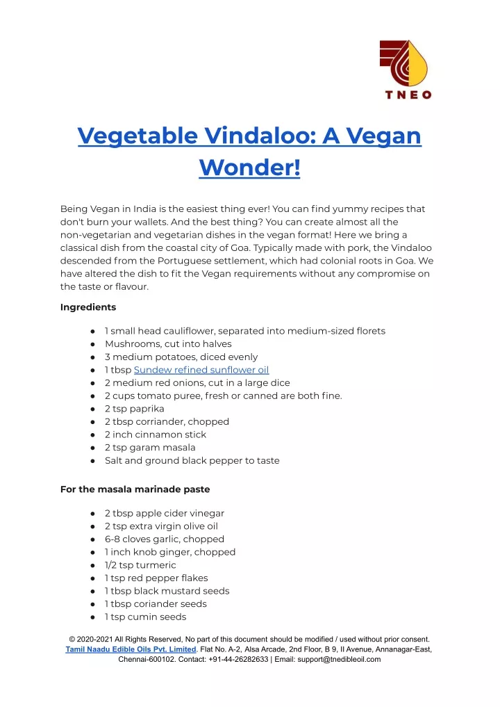 vegetable vindaloo a vegan wonder