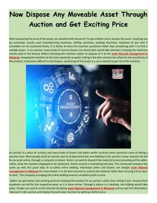 now dispose any moveable asset through auction
