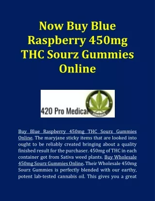 Now Buy Blue Raspberry 450mg THC Sourz Gummies Online