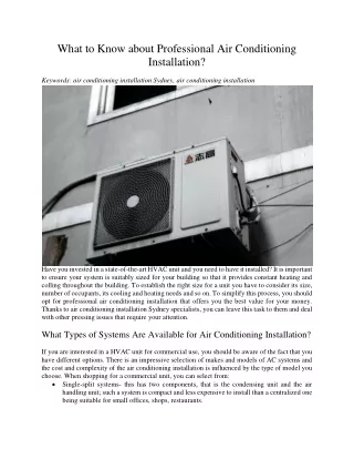 what to know about professional air conditioning