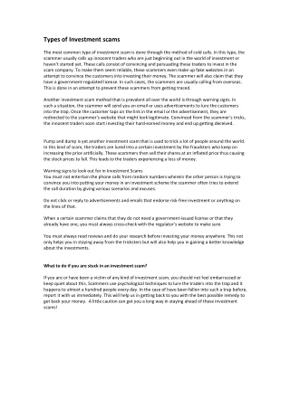 Types of Investment scams