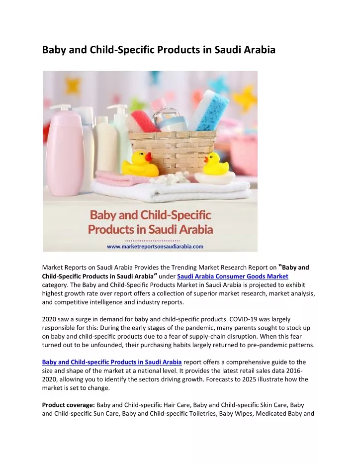 baby and child specific products in saudi arabia
