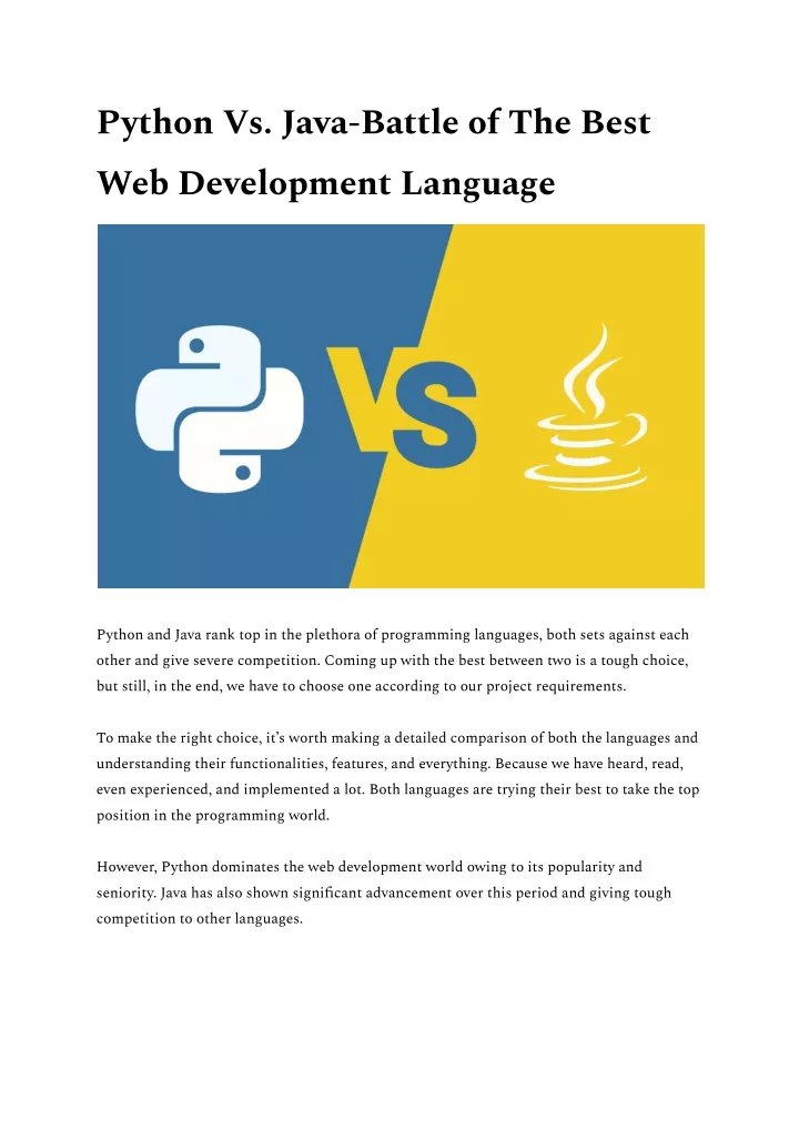python vs java battle of the best web development