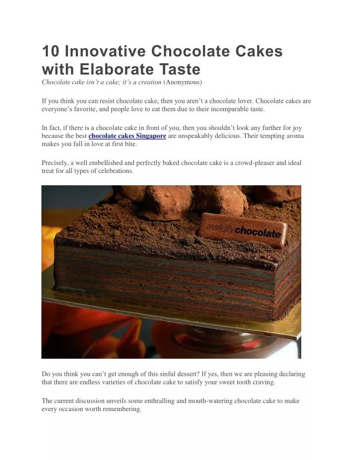 10 innovative chocolate cakes with elaborate