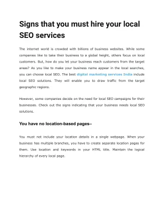 Signs that you must hire your local SEO services