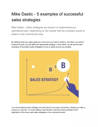 Mike Dastic - 5 examples of successful sales strategies