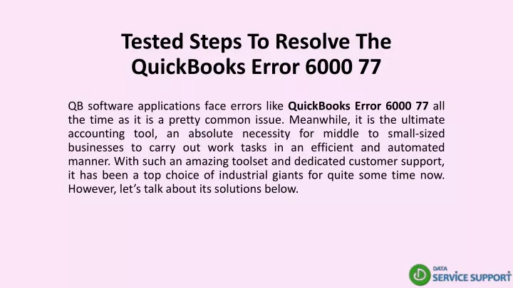 tested steps to resolve the quickbooks error 6000 77