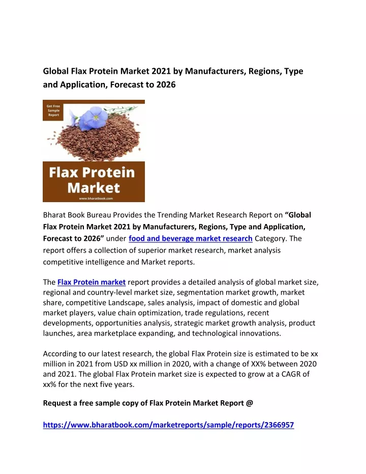 global flax protein market 2021 by manufacturers
