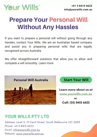 Prepare Your Personal Will Without Any Hassles